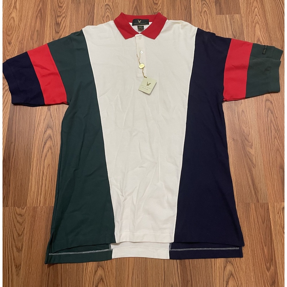 Lyle & Scott Polo Shirt Mens Extra Large Colorblock USA Made 90s